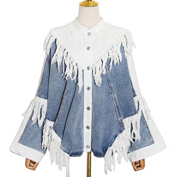 women's jackets seebeautiful tassel patch loose denim jacket coat lapel long sleeve single breasted fashion spring 2021 women m166, Black;brown
women's jackets seebeautiful tassel patch loose denim jacket coat lapel long sleeve single breasted fashion spring 2021 women m166, Black;brown
