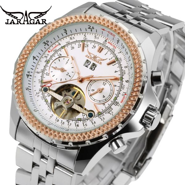 jaragar luxury men automatic business watches multifunctional waterproof tours mechanical fashion male, Slivery;brown
jaragar luxury men automatic business watches multifunctional waterproof tours mechanical fashion male, Slivery;brown