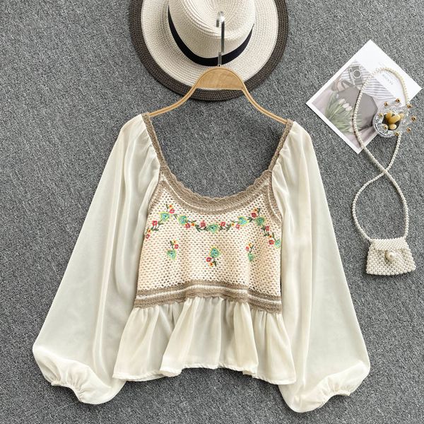 singreiny women design korean blouse casual fashion chiffon puff sleeve spring chic splice hook flower knitted blouses 210419, White
singreiny women design korean blouse casual fashion chiffon puff sleeve spring chic splice hook flower knitted blouses 210419, White