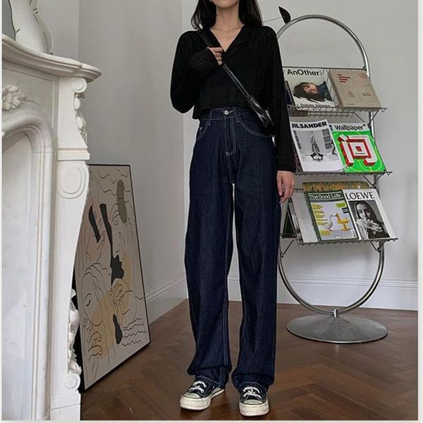 women's jeans wide-leg women ins retro full length vintage chic daily harajuku girl denim trousers high waist loose stylish femme botto, Blue
women's jeans wide-leg women ins retro full length vintage chic daily harajuku girl denim trousers high waist loose stylish femme botto, Blue