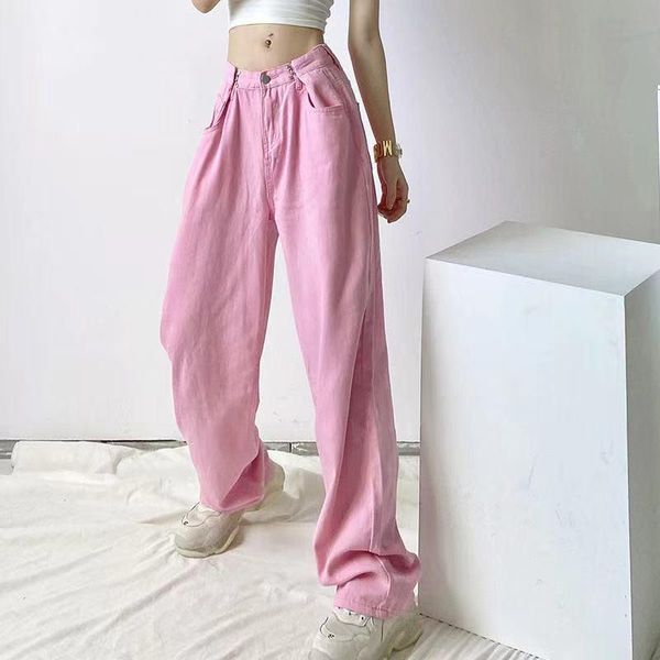 women's jeans pink wide leg denim pants summer high waist full length loose vintage quality streetwear fashion harajuku straight, Blue
women's jeans pink wide leg denim pants summer high waist full length loose vintage quality streetwear fashion harajuku straight, Blue