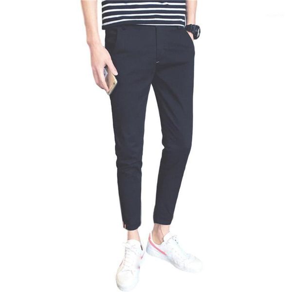 men's pants spring autumn casual slim-fit haren zipper solid color ankle-length male trousers, Black
men's pants spring autumn casual slim-fit haren zipper solid color ankle-length male trousers, Black