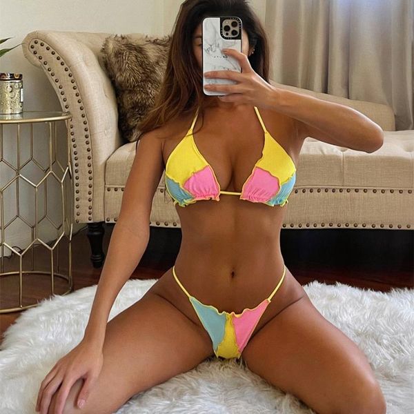 women's swimwear vikinii 2021 bikinis set female triangle patchwork swimsuits summer beachwear women bathers bathing suits, White;black
women's swimwear vikinii 2021 bikinis set female triangle patchwork swimsuits summer beachwear women bathers bathing suits, White;black