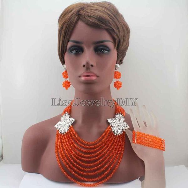 earrings & necklace fashion orange crystal beads jewelry set african nigerian wedding wholesale hd7846, Silver
earrings & necklace fashion orange crystal beads jewelry set african nigerian wedding wholesale hd7846, Silver