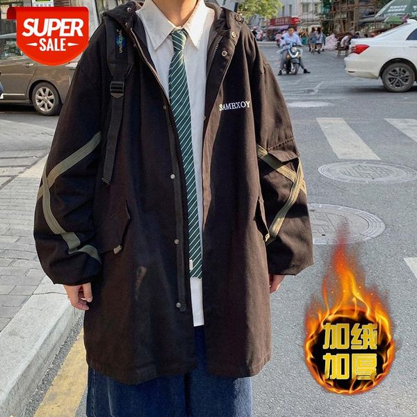 windbreaker men's mid-length korean style trendy handsome loose plus fleece tooling jacket #to06, Black;brown
windbreaker men's mid-length korean style trendy handsome loose plus fleece tooling jacket #to06, Black;brown