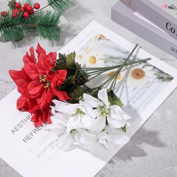 decorative flowers & wreaths 7 heads/bunch real touch flannel artificial christmas red poinsettia bushes bouquets xmas tree ornaments center
decorative flowers & wreaths 7 heads/bunch real touch flannel artificial christmas red poinsettia bushes bouquets xmas tree ornaments center
