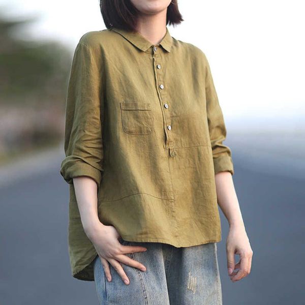 women's blouses & shirts literature and art pure color cotton linen long sleeve shirt autumn casual pullover loose versatile, White
women's blouses & shirts literature and art pure color cotton linen long sleeve shirt autumn casual pullover loose versatile, White