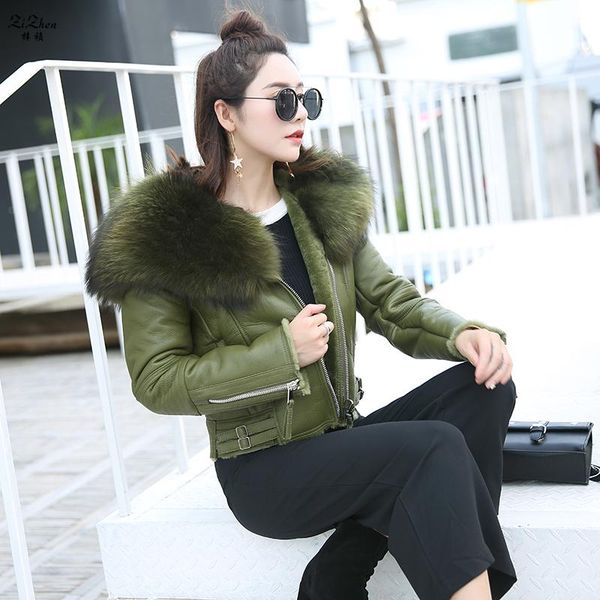 women's fur & faux women winter warm genuine sheepskin natural lamb coats double-faced jacket with real raccoon dog collar 180611-3, Black
women's fur & faux women winter warm genuine sheepskin natural lamb coats double-faced jacket with real raccoon dog collar 180611-3, Black
