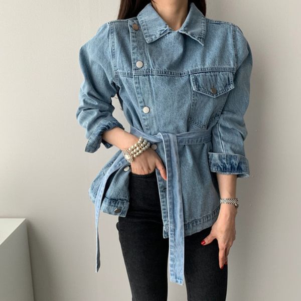korean fashion one pocket single-breasted lace-up jacket women turn down collar long sleeve jean coat slim waist female 210416, Black;brown
korean fashion one pocket single-breasted lace-up jacket women turn down collar long sleeve jean coat slim waist female 210416, Black;brown