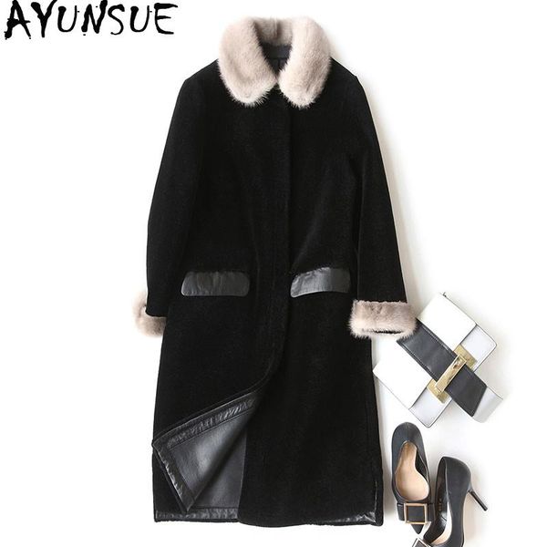luxury real wool fur coat female natural mink collar long winter jacket women sheep coats pu leather liner 17965 women's & faux, Black
luxury real wool fur coat female natural mink collar long winter jacket women sheep coats pu leather liner 17965 women's & faux, Black