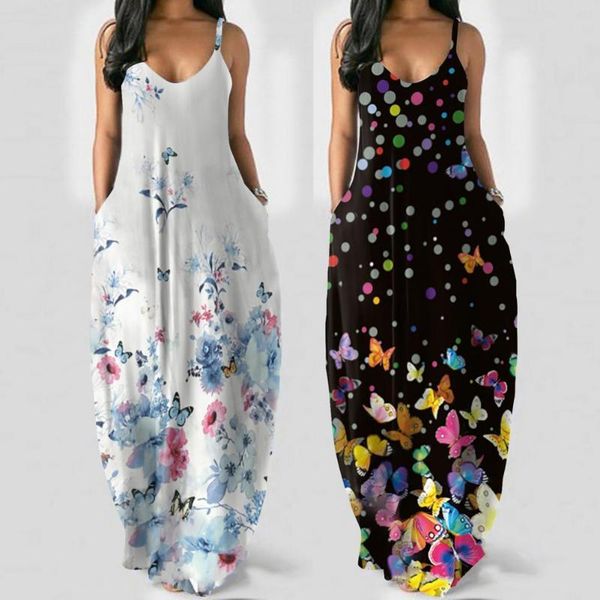 casual dresses sslip dress floral print spaghetti strap summer pockets long slip for travel, Black;gray
casual dresses sslip dress floral print spaghetti strap summer pockets long slip for travel, Black;gray