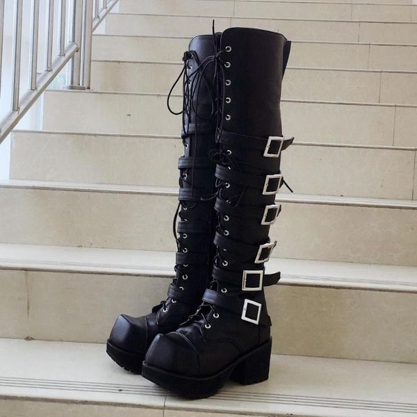 boots 8cm high platform japanese style black over-the-knee buckle strape women pole dancing side zip
boots 8cm high platform japanese style black over-the-knee buckle strape women pole dancing side zip