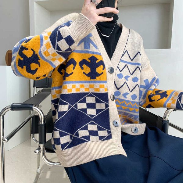 autumn knitwear sweater women's cardigan vintage print v collar long sleeve 9101. 210607, White
autumn knitwear sweater women's cardigan vintage print v collar long sleeve 9101. 210607, White