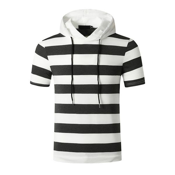 men's t-shirts 2021 summer fashion casual striped hooded slim high street sports short-sleeved t-shirt, White;black
men's t-shirts 2021 summer fashion casual striped hooded slim high street sports short-sleeved t-shirt, White;black