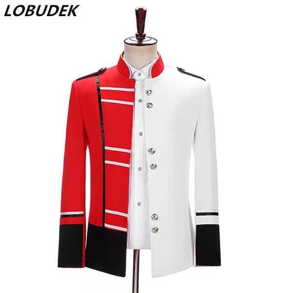 men's singer stage court military uniform european red white splicing stand collar blazers bar evening party host slim fit coat suits &, White;black
men's singer stage court military uniform european red white splicing stand collar blazers bar evening party host slim fit coat suits &, White;black