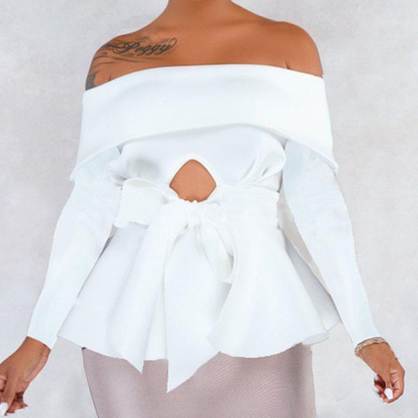 women's blouses & shirts spring and summer shoulder long sleeve irregular shirt bow tie hollowed out lapel temperament elegant blou, White
women's blouses & shirts spring and summer shoulder long sleeve irregular shirt bow tie hollowed out lapel temperament elegant blou, White