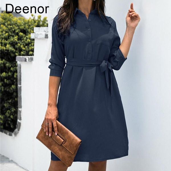 casual dresses deenor womens shirt skirt solid color button collar medium sleeve summer women's dress 2021 ladies office, Black;gray
casual dresses deenor womens shirt skirt solid color button collar medium sleeve summer women's dress 2021 ladies office, Black;gray