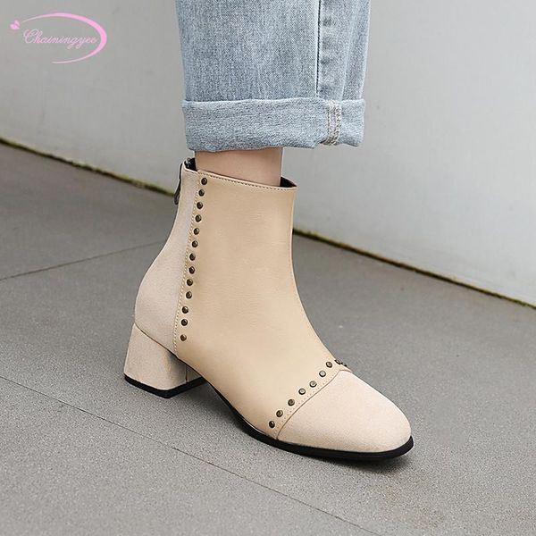 boots street style comfortable round toe ankle fashion rivets zipper black beige medium with thick riding women's shoes
boots street style comfortable round toe ankle fashion rivets zipper black beige medium with thick riding women's shoes
