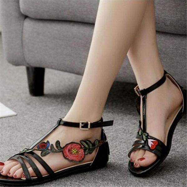 leather womens sandals flat t-strap rose bow-knot embroidery shoes women gladiator beach size 42 gouden sandalen, Black
leather womens sandals flat t-strap rose bow-knot embroidery shoes women gladiator beach size 42 gouden sandalen, Black