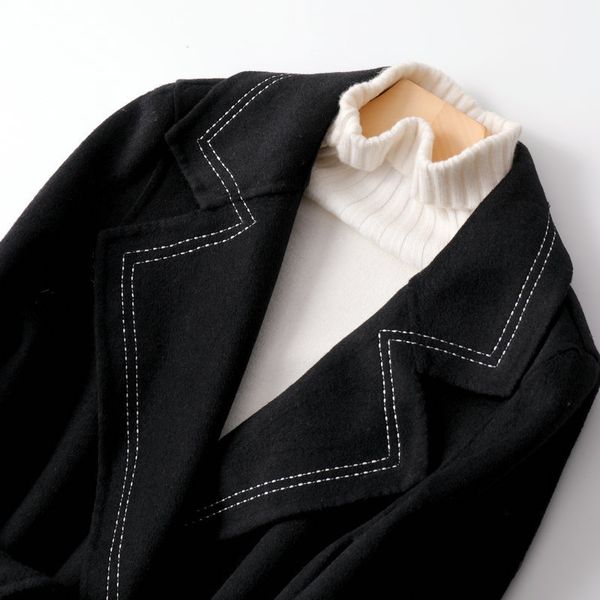 double-dipped face cashmere black winter lean korean style soft slimming woolen jacket, Black;brown
double-dipped face cashmere black winter lean korean style soft slimming woolen jacket, Black;brown