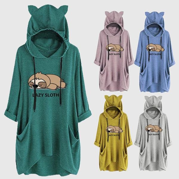 women's t-shirt women sweater 2021 autumn and winter age-reducing ear hat mid-length blouse mid-sleeve cute printed hooded loose top, White
women's t-shirt women sweater 2021 autumn and winter age-reducing ear hat mid-length blouse mid-sleeve cute printed hooded loose top, White