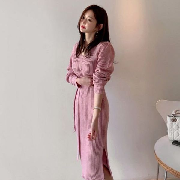 jxmyy fashionable, elegant, light mature v-neck slim slimming lace-up waist mid-length slit knit dress women 210412, Black;gray
jxmyy fashionable, elegant, light mature v-neck slim slimming lace-up waist mid-length slit knit dress women 210412, Black;gray