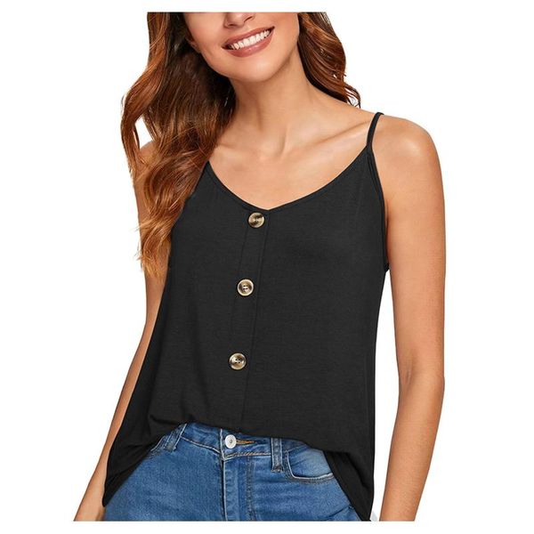 women's blouses & shirts 40# elegant blouse spaghetti strap v-neck buttons tank casual sleeveless solid color tunic sling blusas, White
women's blouses & shirts 40# elegant blouse spaghetti strap v-neck buttons tank casual sleeveless solid color tunic sling blusas, White