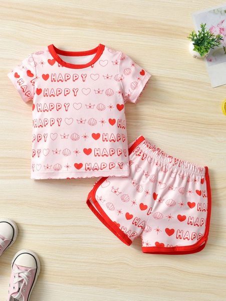 baby heart and letter graphic contrast binding tee & shorts she, White
baby heart and letter graphic contrast binding tee & shorts she, White