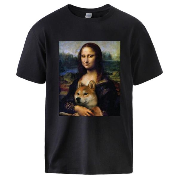 men's t-shirts mona lisa shiba inu doge tshirt man casual short sleeve cotton t shirts tee 2021 summer loose streetwear, White;black
men's t-shirts mona lisa shiba inu doge tshirt man casual short sleeve cotton t shirts tee 2021 summer loose streetwear, White;black