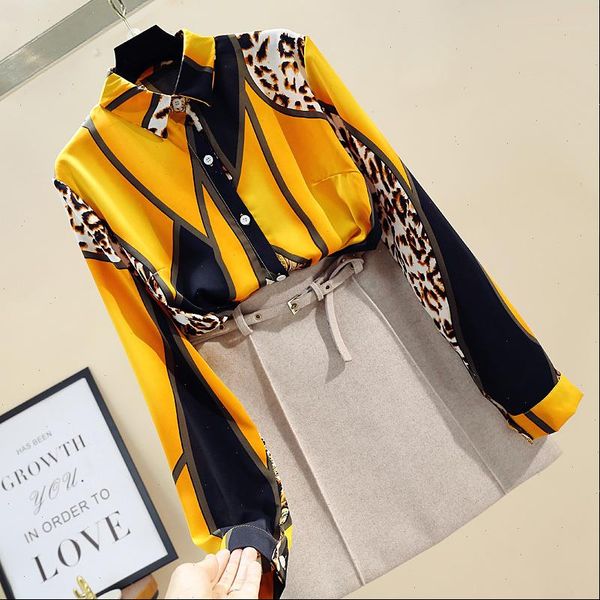spring women blouses autumn womens contrast color shirt loose wild leopard long sleeve chiffon tide gd229, White
spring women blouses autumn womens contrast color shirt loose wild leopard long sleeve chiffon tide gd229, White