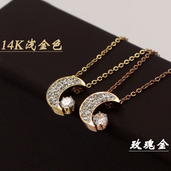 x6-308 korean fashion full diamond moon six claw single rose gold necklace super flash snake bone chain, Silver
x6-308 korean fashion full diamond moon six claw single rose gold necklace super flash snake bone chain, Silver