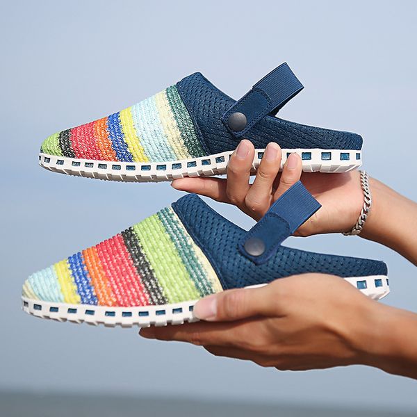 Fashion Rainbow Outdoor Sandals Men Sandals Summer Weave Couple Beach Sandals Men EVA Soft Slippers Casual Slides Mens Sandalias, Orange-076
Fashion Rainbow Outdoor Sandals Men Sandals Summer Weave Couple Beach Sandals Men EVA Soft Slippers Casual Slides Mens Sandalias, Orange-076