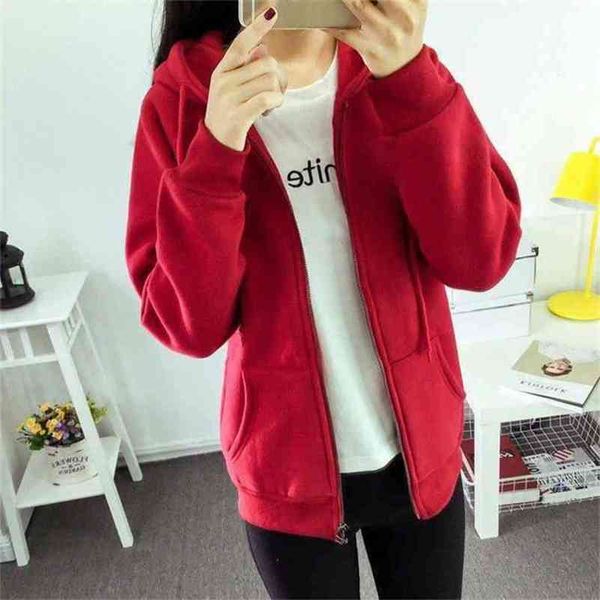 women hooded fleece sweatshirt autumn winter long sleeve hoodies loose casual zipper pockets solid jacket coat female 210522, Black;brown
women hooded fleece sweatshirt autumn winter long sleeve hoodies loose casual zipper pockets solid jacket coat female 210522, Black;brown