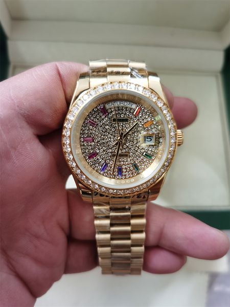 with original box luxury watches 41mm mens 18k yellow gold full diamond dial automatic fashion brand men's watch wristwatch 281354, Slivery;brown
with original box luxury watches 41mm mens 18k yellow gold full diamond dial automatic fashion brand men's watch wristwatch 281354, Slivery;brown