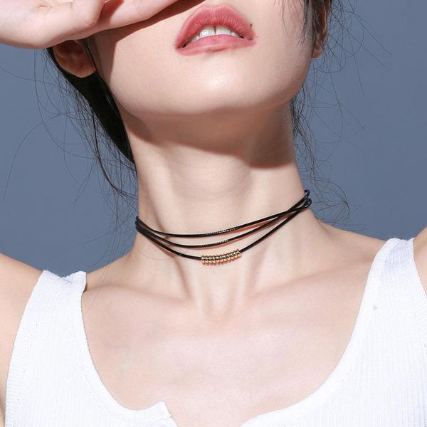 chokers gothic style black rope women's neck chain choker necklaces gold color beads goth jewelry high quality, Golden;silver
chokers gothic style black rope women's neck chain choker necklaces gold color beads goth jewelry high quality, Golden;silver