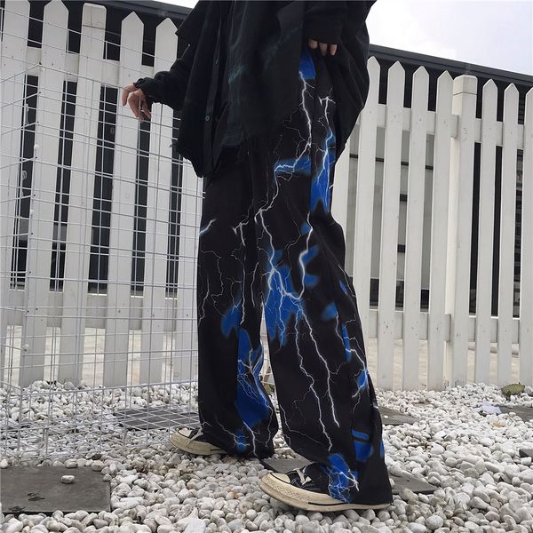 female hip hop trousers female harajuku style high street dark retro lightning print loose casual wide-leg pants, Black;white
female hip hop trousers female harajuku style high street dark retro lightning print loose casual wide-leg pants, Black;white