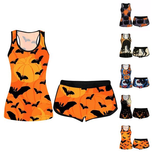 women's tracksuits women two-piece short sets halloween pumpkin printed sleeveless vest tank shorts set summer clothes suit, Gray
women's tracksuits women two-piece short sets halloween pumpkin printed sleeveless vest tank shorts set summer clothes suit, Gray