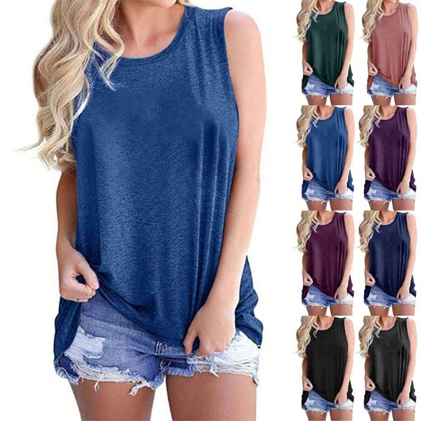 women's t-shirt 2021 vest solid color clear face round neck casual sleeveless, White
women's t-shirt 2021 vest solid color clear face round neck casual sleeveless, White