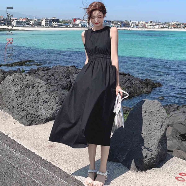 women black elastic waist mid-length dress round neck sleeveless fashion temperament street style summer 2e1292 210507, Black;gray
women black elastic waist mid-length dress round neck sleeveless fashion temperament street style summer 2e1292 210507, Black;gray