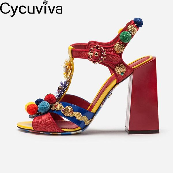 runway crystal hair ball decor sandals women chunky high heel painting wedding shoes woman t-strap rhinestone party summer, Black
runway crystal hair ball decor sandals women chunky high heel painting wedding shoes woman t-strap rhinestone party summer, Black