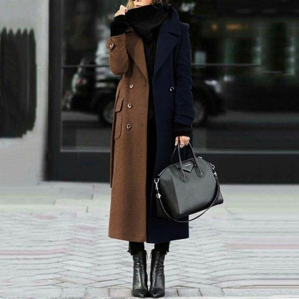 women's wool & blends 2021 style patchwork print long winter woolen coat women warm korean casual loose turn-down collar sleeve jacket, Black
women's wool & blends 2021 style patchwork print long winter woolen coat women warm korean casual loose turn-down collar sleeve jacket, Black