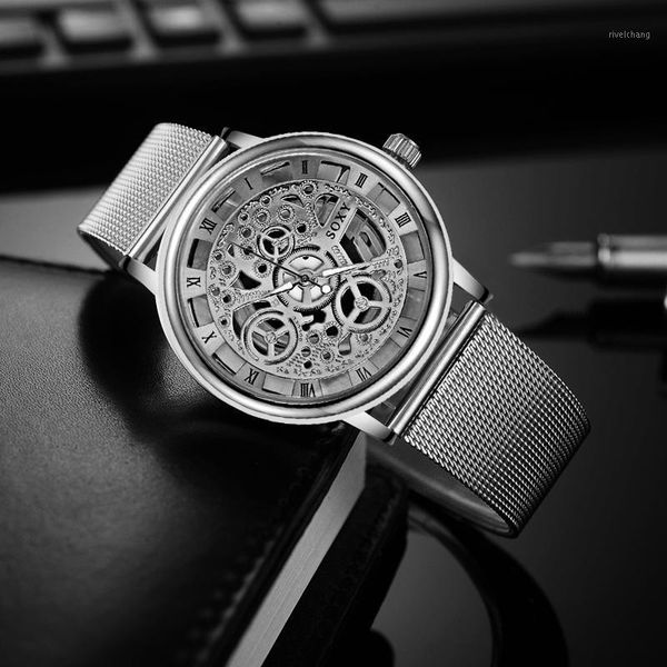 wristwatches soxy fashion silver luxury skeleton watch men sport stainless steel men's clock relogio feminino erkek kol saati, Slivery;brown
wristwatches soxy fashion silver luxury skeleton watch men sport stainless steel men's clock relogio feminino erkek kol saati, Slivery;brown