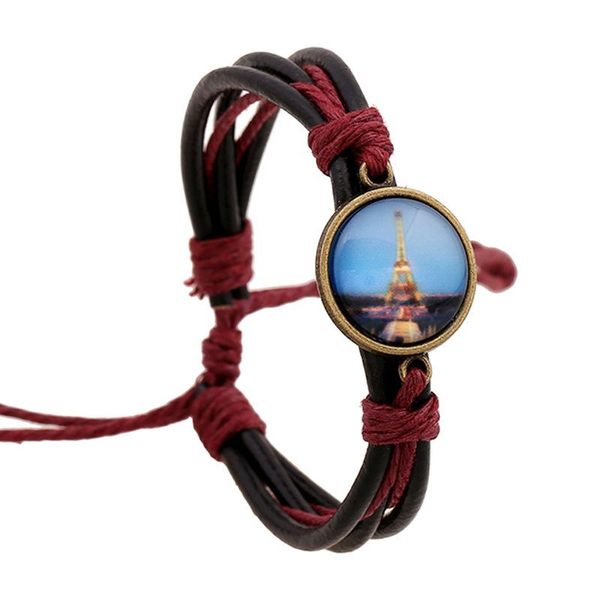 brand design paris tower leather bracelet handmade crystal glass woven ladies men's jewelry charm bracelets, Golden;silver
brand design paris tower leather bracelet handmade crystal glass woven ladies men's jewelry charm bracelets, Golden;silver