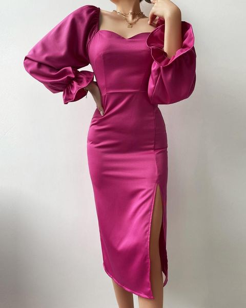 casual dresses women long sleeve slit dress autumn ladies puff solid color party high split maxi vestidos dinner, Black;gray
casual dresses women long sleeve slit dress autumn ladies puff solid color party high split maxi vestidos dinner, Black;gray