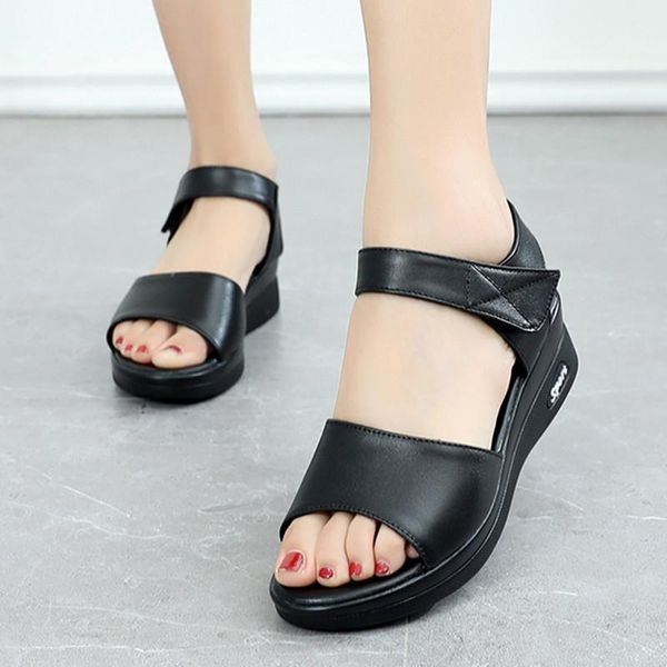 sandals leisure women's pu leather lady summer platform shoes height increasing mother big size non slip wedges sandalias, Black
sandals leisure women's pu leather lady summer platform shoes height increasing mother big size non slip wedges sandalias, Black