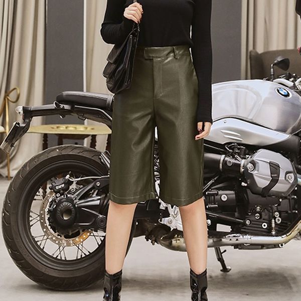 spring plus size british style autumn winter women pu leather short high waist fashion trouser casual overalls streetwear 210304, White;black
spring plus size british style autumn winter women pu leather short high waist fashion trouser casual overalls streetwear 210304, White;black