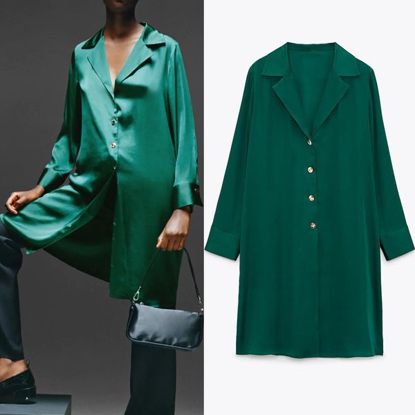 green long satin blouse women za autumn loose collared sleeve button up shirt woman vintage casual ladies 210513, White
green long satin blouse women za autumn loose collared sleeve button up shirt woman vintage casual ladies 210513, White