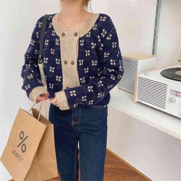 long sleeve double-breasted knit cardigan floral sweater coat women button loose oversize winter jacket 210601, White
long sleeve double-breasted knit cardigan floral sweater coat women button loose oversize winter jacket 210601, White
