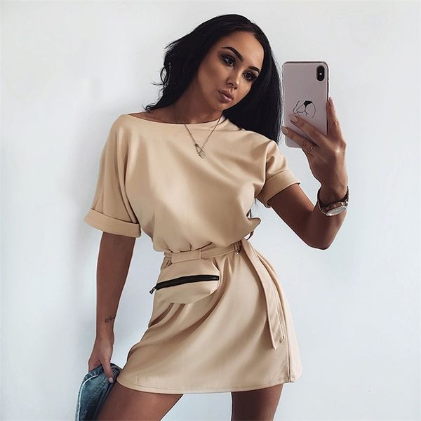 o-neck self belted hem dress women summer autumn solid straight pocket casual short sleeve female elegant mini es 210427, Black;gray
o-neck self belted hem dress women summer autumn solid straight pocket casual short sleeve female elegant mini es 210427, Black;gray