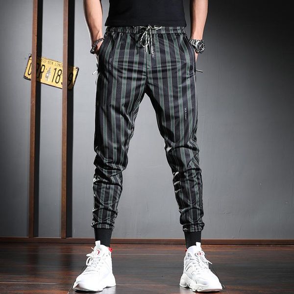 fashion green striped pants 2021 men sport joggers trousers men's, Black 
fashion green striped pants 2021 men sport joggers trousers men's, Black